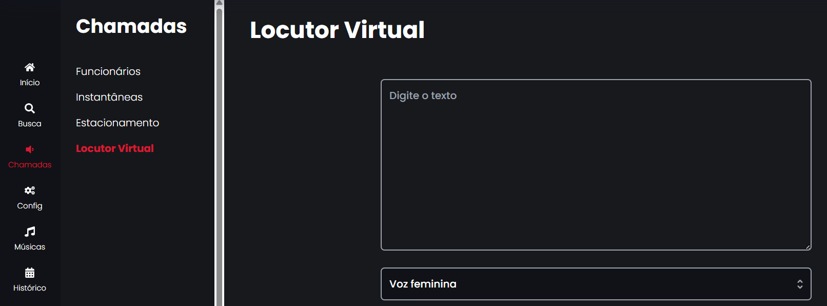 Interface do Locutor Virtual com IA